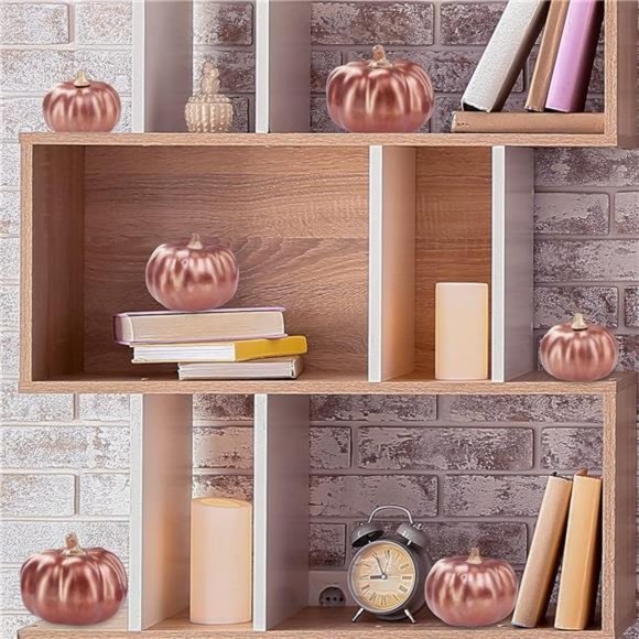 12Pcs Small Artificial Rose Gold Pumpkins Decorative Fall Pumpkins Foam Pumpkins - Picture 5 of 7
